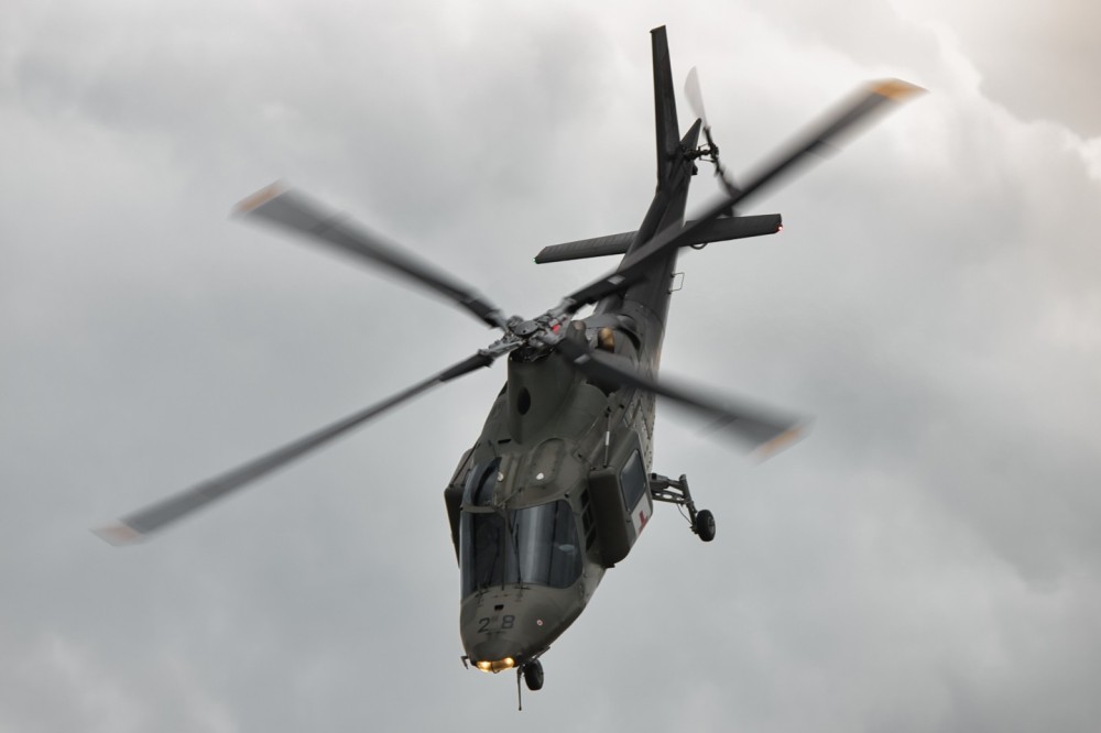 Belgian A109 during a MEDEVAC demonstration. During the exercise, it was accompanied by another A109, which should serve as a protector. There was several firefights while the injured soldier was saved out of the hot zone.