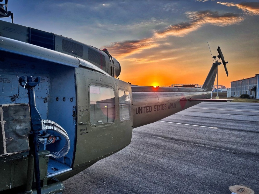 A new day of giving Helicopter rides at the Atlanta Airshow at Peachtree City, GA.  Helicopter is Huey 624 of the Army Aviation Heritage Foundation and Flying Museum.