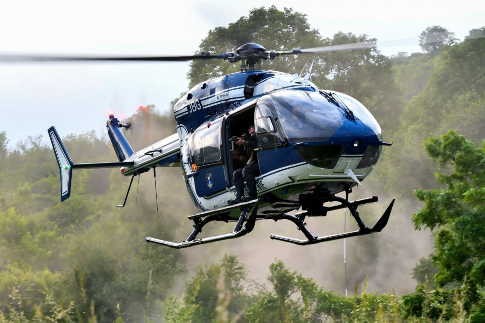 In June 2024, I could join a full day with the Special Forces of the French Police. This is the Eurocopter EC-145 9036/JBG of the Forces Aériennes de la Gendarmerie with the GIGN sniper on board during a training exercise.