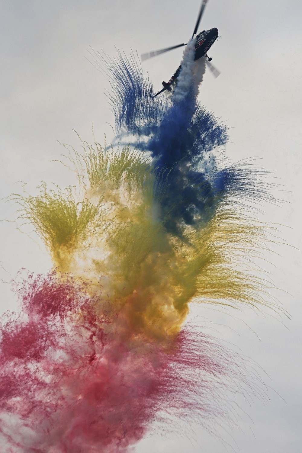 Romanian Flag colours showed during the display of HA-BLC Mil Mi2of Heliforce during BIAS 2024 (Bucharest International Air Show) held in Baneasa airport.