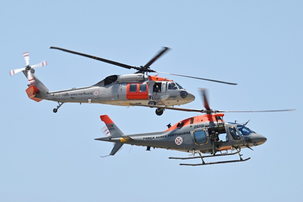 Performing a demo flight during Real Thaw/Hot Blade of the newest helicopters of the Portoguese Air Force in BA11 of Beja. 
UH-60A 29801 and AW119x 29701