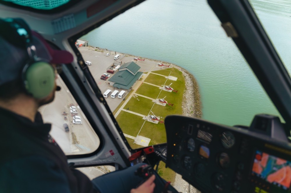 Pilot Mike sets up for an approach back into the Skagway base after conducting a weather check. Forecasts are not always accurate, so we go see for ourselves what the weather is doing in the mountains before taking passengers.