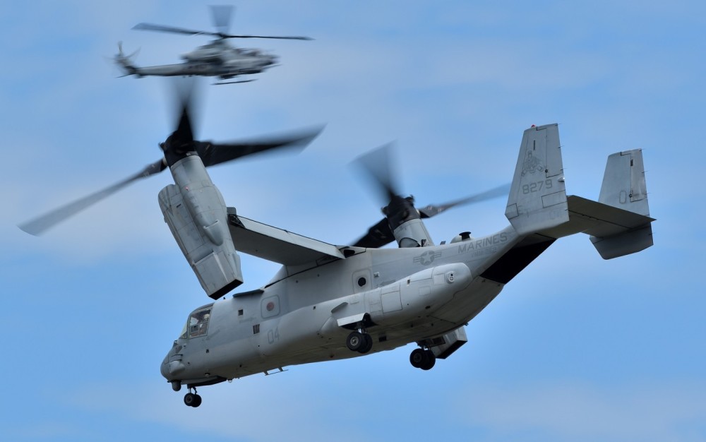 MV-22B of VMM-262 transported troops in USMC MAGTF demonstration at Iwakuni Friendship day 2024. Above of osprey,  Zulu conducted Close Air Support.