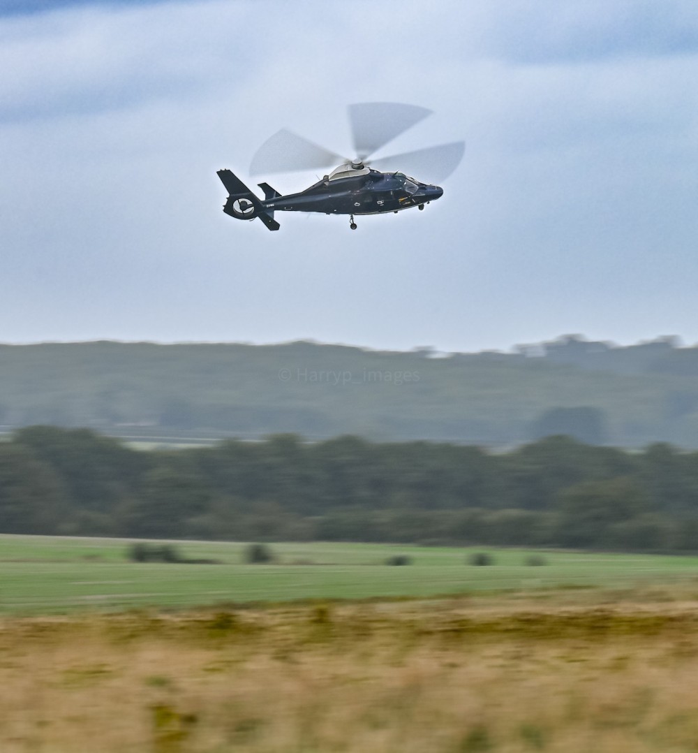 An Army Air Corps Dauphin of 658 SQN low level over the sailsbury plain training area