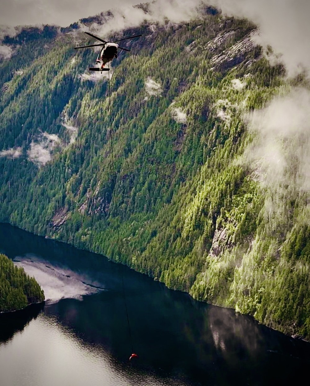 Photo was taking during logging operations on the West Coast of British Columbia Canada with HeliQwests H-60 Blackhawk during the spring months of 2024.